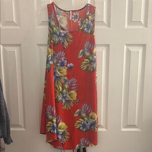 Floral Red Sleeveless Dress / Cover up